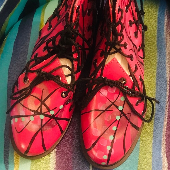 Handmade, HandPainted lace up booties - Picture 8 of 14